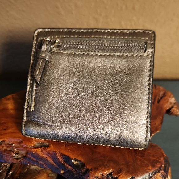 Coach Pleated Metallic Leather Compact Wallet, Gently Used - Picture 2 of 7